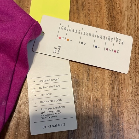 All in Motion women’s XL bra top flex vneck pink purple quick dry UPF NWT - Picture 9 of 12